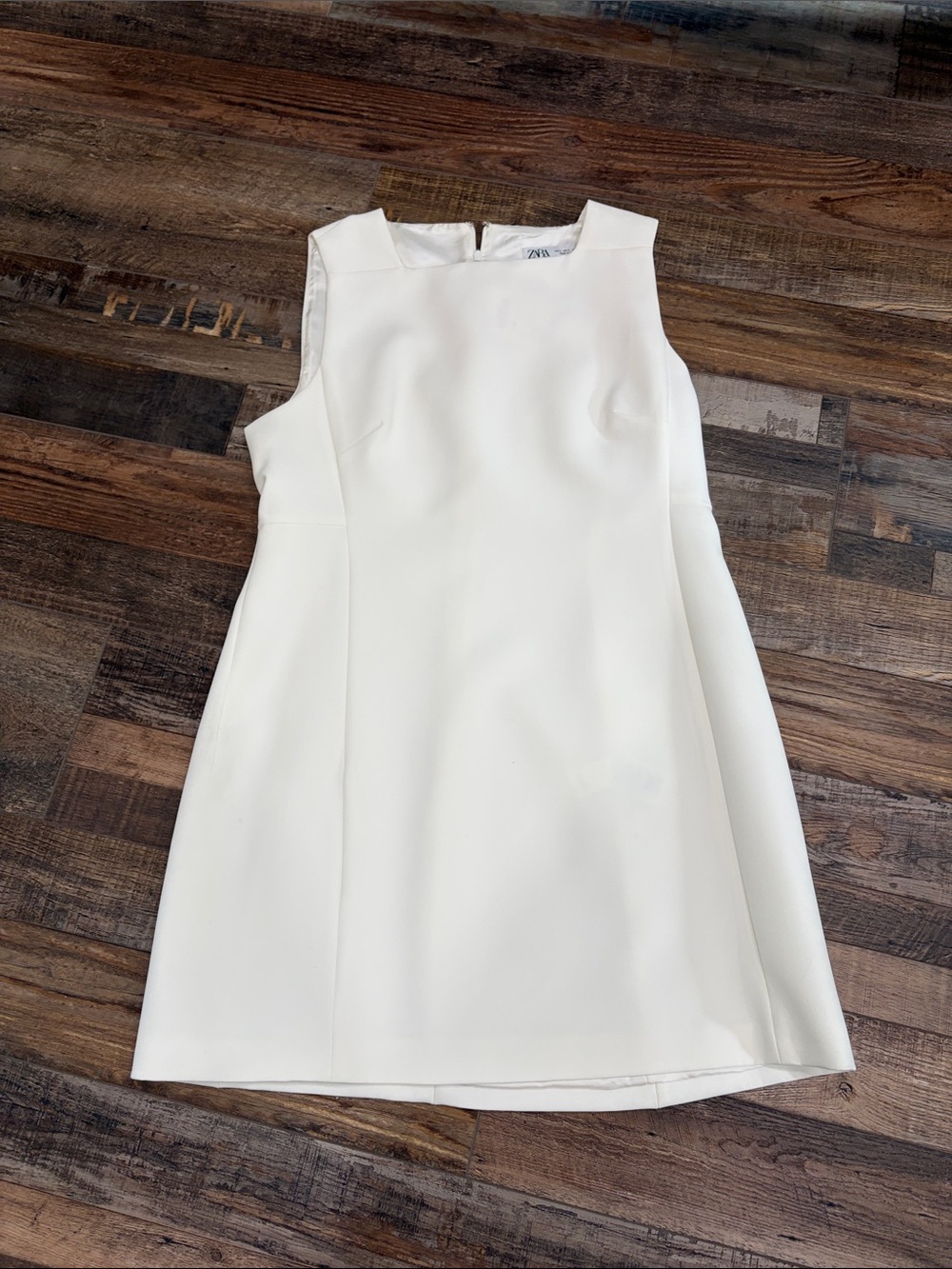 Zara Cream Sleeveless Mini Shift Dress
